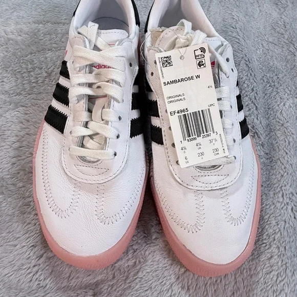 Adidas Sambarose W White Pink Heart Gum Sole Sneakers Shoes Women US 6 EF4965 - Picture 2 of 6